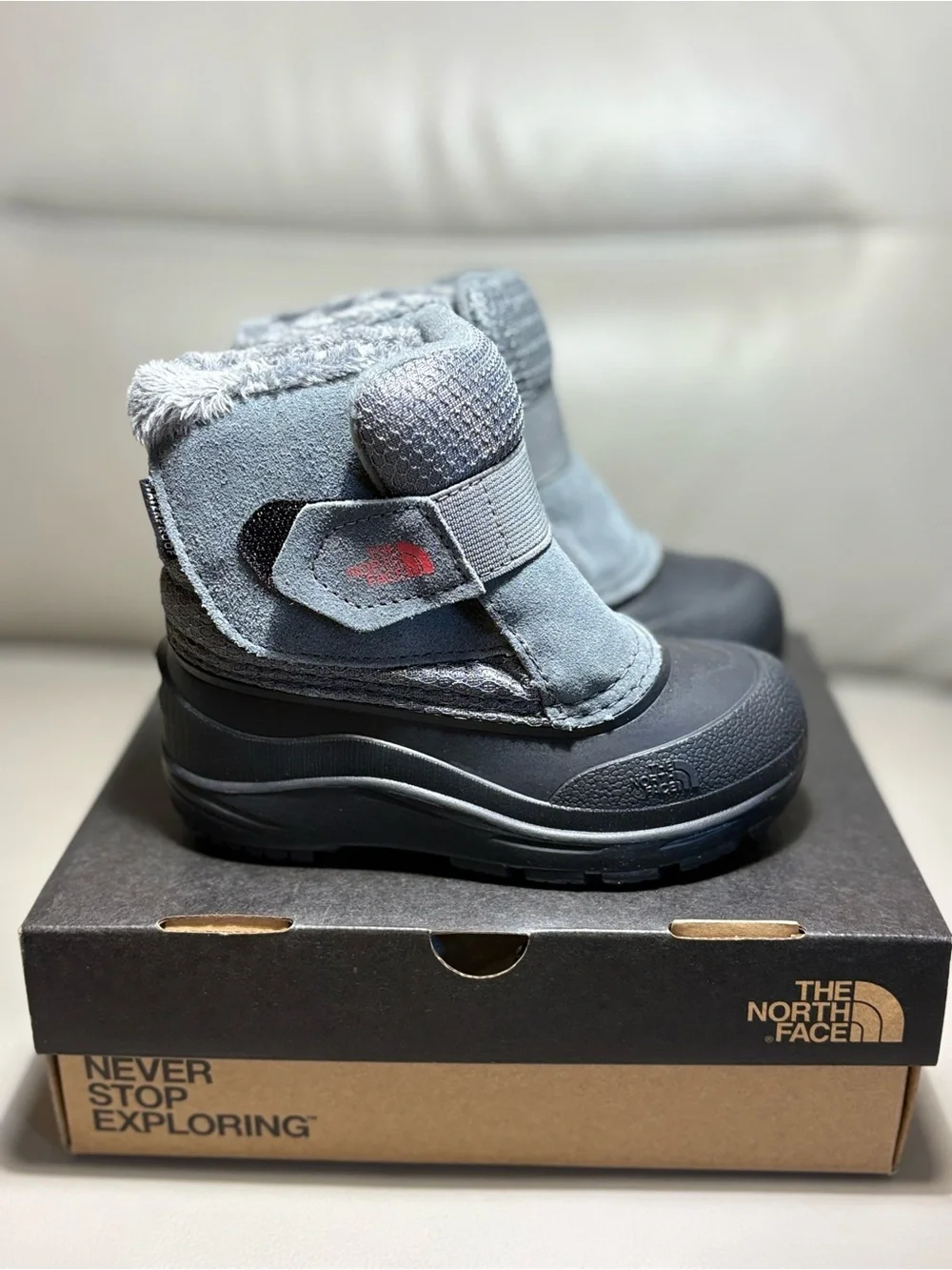 The North Face Kids Gray and Black Insulated Winter Boots